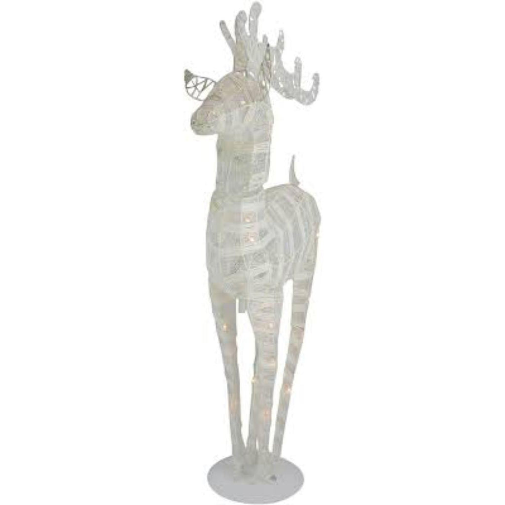 36" White and Silver Glitter LED Lighted Reindeer Christmas Tabletop Decor