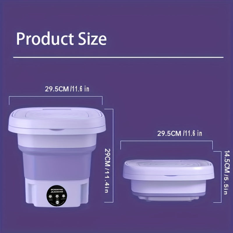 8L Foldable Mini Washing Machine: Fully Automatic Portable &amp; Compact For Baby &amp; Toddler Clothes, Underwear, Panties &amp; Socks!