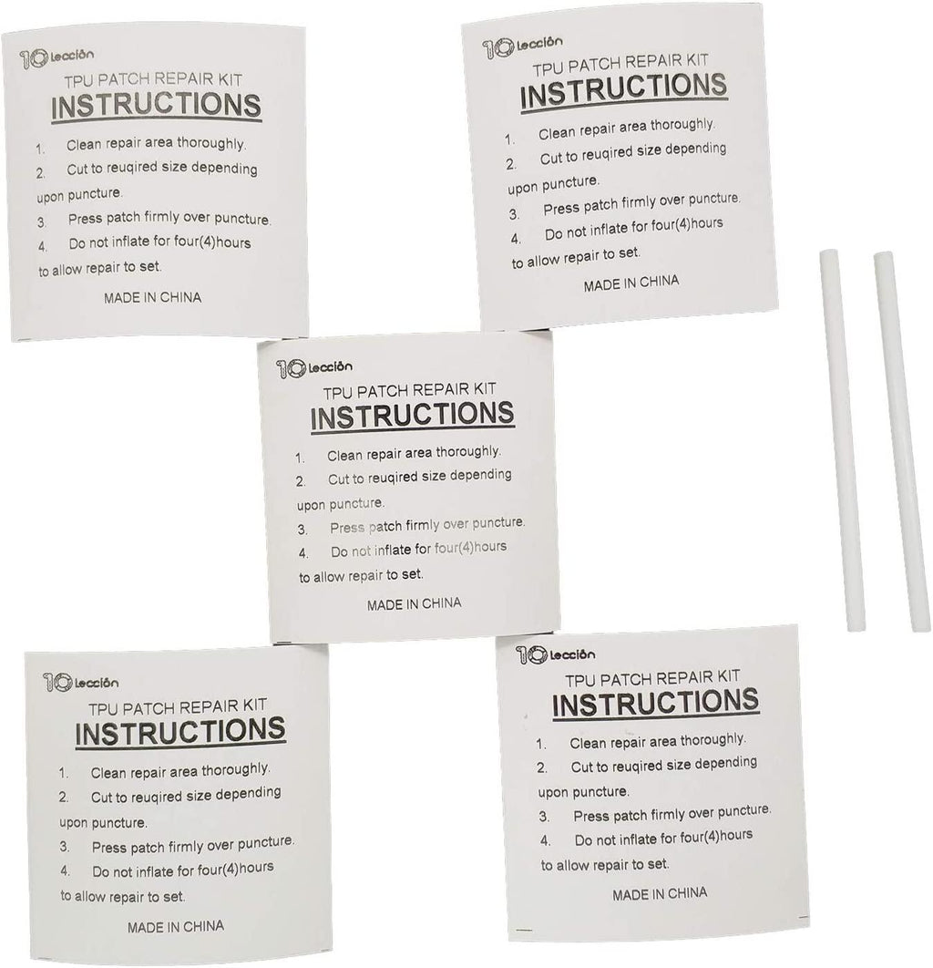 5 pack of tpu pool patch repair kit for air mattress, swimming pool, bounce house, tent, canvas, canopy, pool floats, tubes air bed and inflatable toys with 2 pieces of plastic deflate tubing