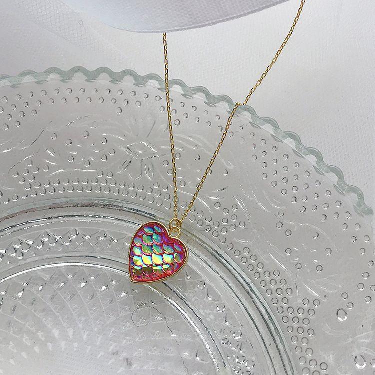 anniversary red scale heart 925 sterling silver necklace