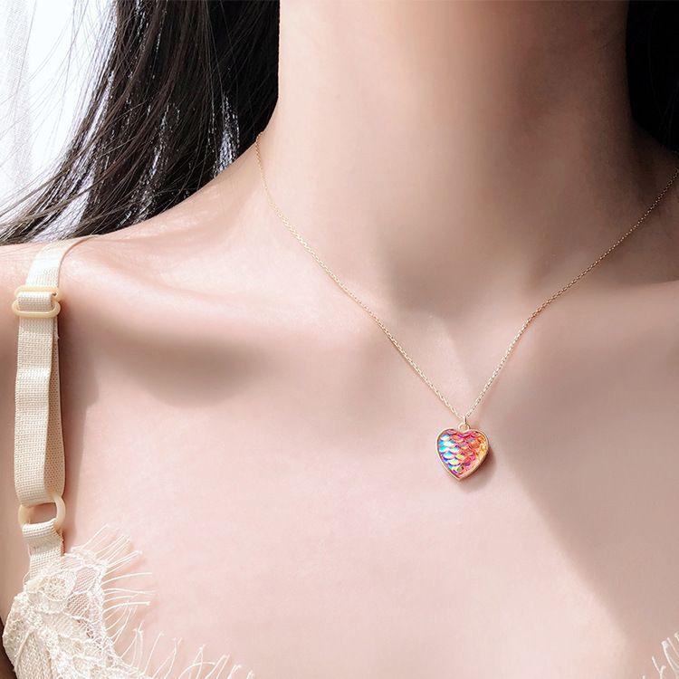 anniversary red scale heart 925 sterling silver necklace
