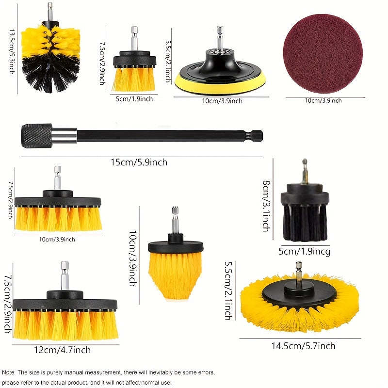 5/8/22pcs, Drill Brush Attachment Set, 7 Pack 1/4in Power Scrubber Brush + Extend Long Attachment, Brush Drill Attachment, Power Cleaning Scrub Brush For Bathroom, Tub, Tile, Corner, Floor