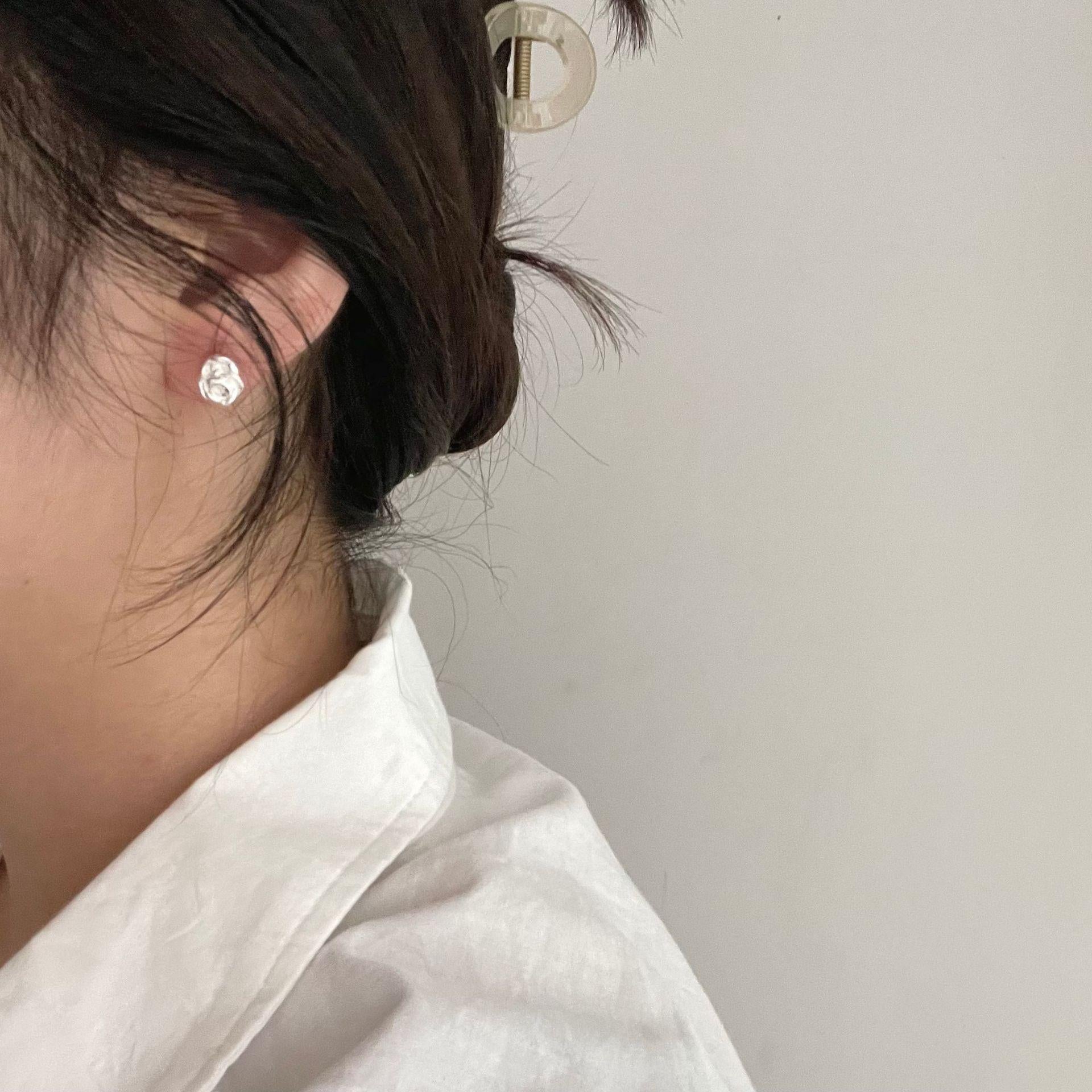 beautiful no plating rose flower 925 sterling silver stud earrings