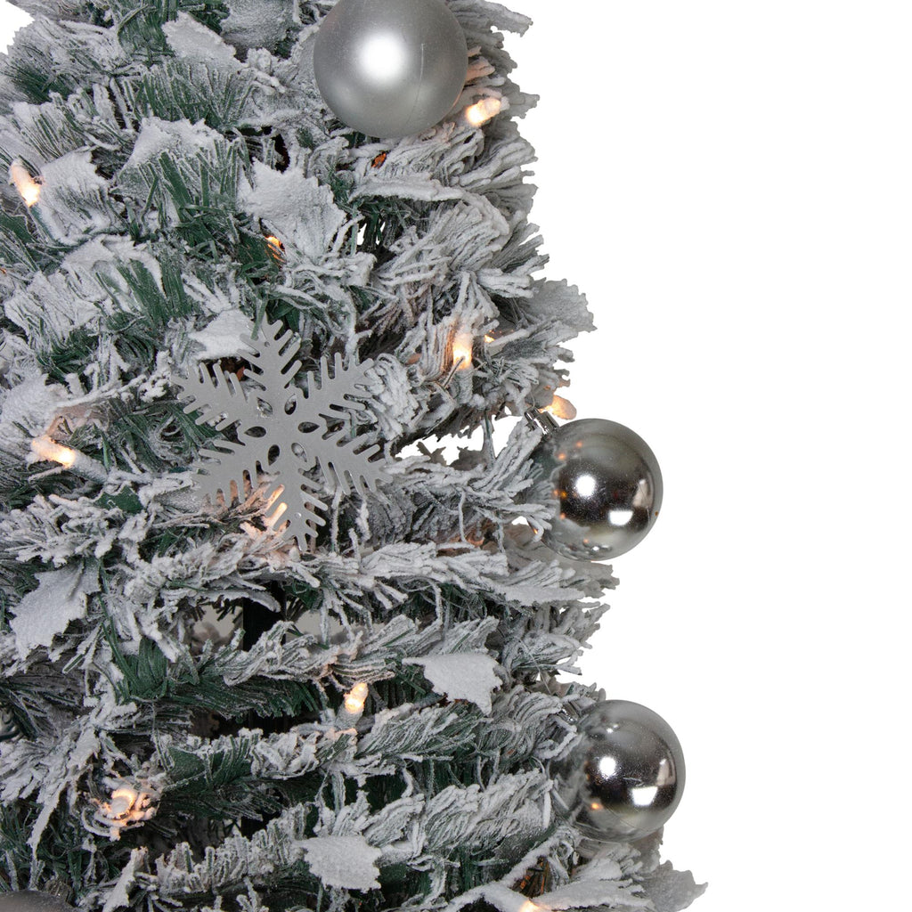 6' Pre-Lit Silver Tinsel Pop-Up Artificial Christmas Tree - Clear Lights