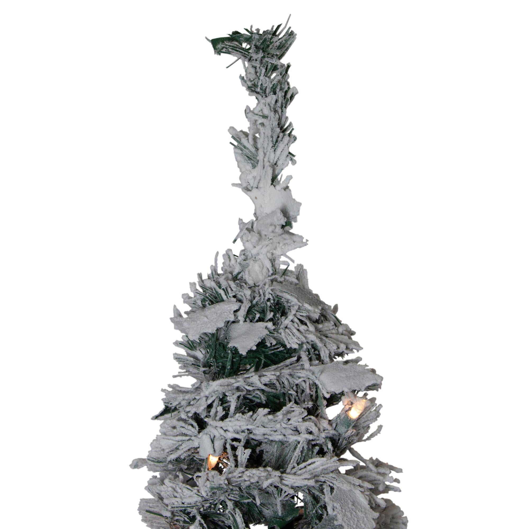 6' Pre-Lit Silver Tinsel Pop-Up Artificial Christmas Tree - Clear Lights