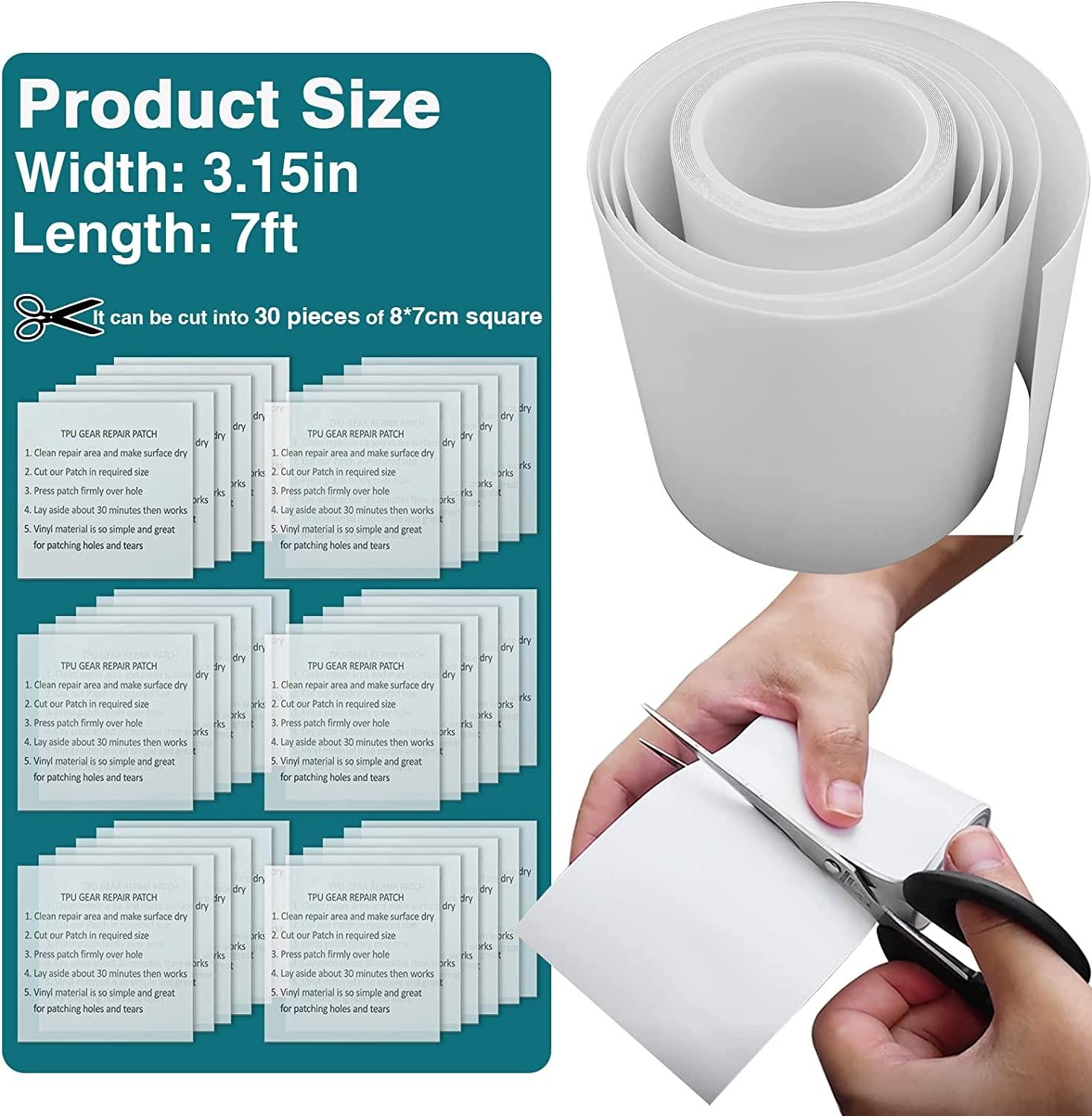 7ft roll tpu pool repair patch kit for air mattress, bounce house, swimming pool, tent, canvas, canopy, pool floats, tubes air bed and inflatable toys, 3.15 in x 7 ft roll…