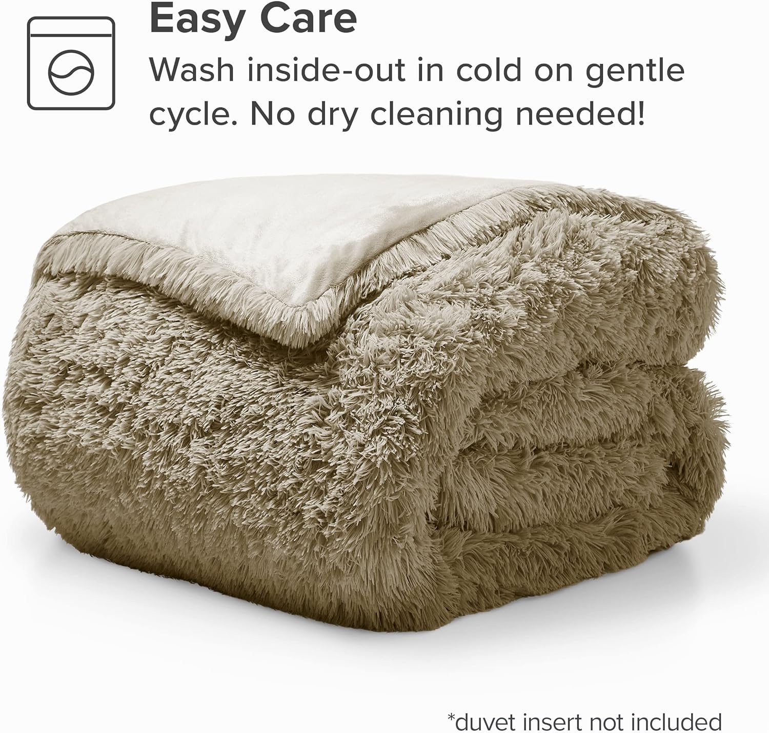 Bare Home Shaggy Fleece Duvet Cover King/Cal King Size - Plush Duvet Cover - Super Soft &amp; Luxury - Hidden Zipper Closure - All Season Bedding Duvet Cover (King/Cal King, Sand)