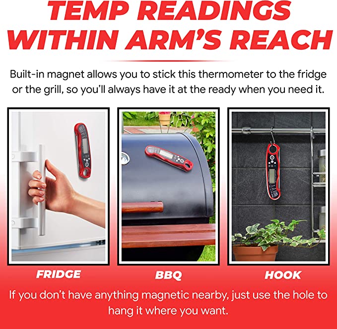 alpha grillers instant read meat thermometer for grill and cooking. best waterproof ultra fast thermometer with backlight & calibration. digital food probe for kitchen, outdoor grilling and bbq!