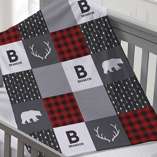 buffalo plaid personalized baby blanket