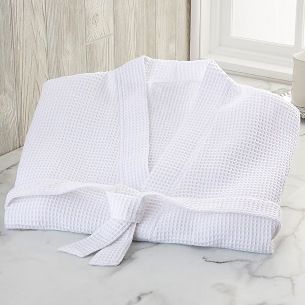 bridal party plus size embroidered white waffle weave kimono robe