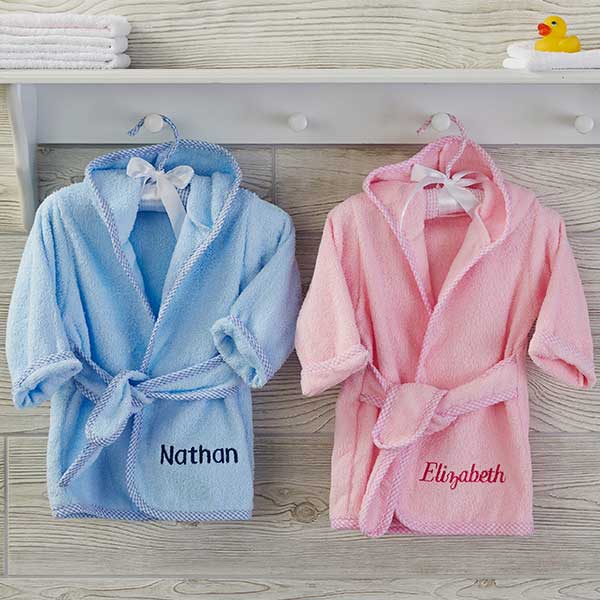 blue soft terry personalized baby robe