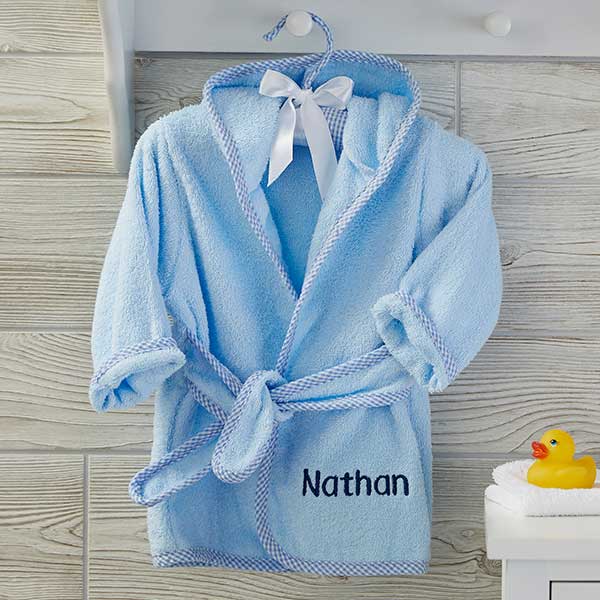 blue soft terry personalized baby robe