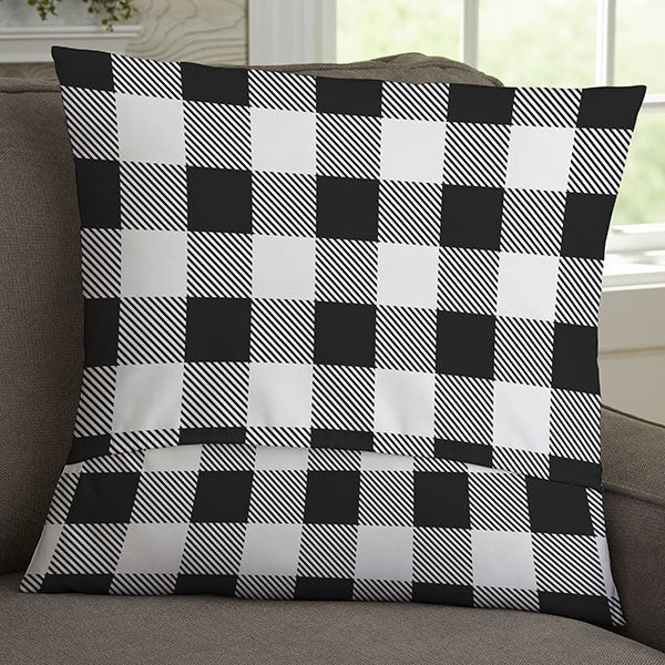 black & white buffalo check personalized throw pillow