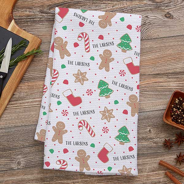 baking spirits bright personalized waffle weave kitchen towel