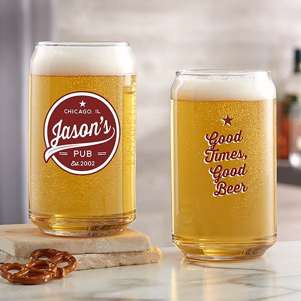 brewing co. personalized 16oz. printed beer can glass