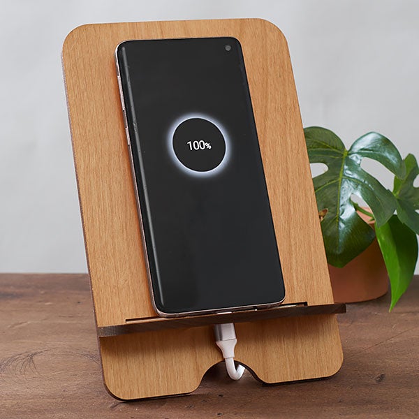 block initial personalized wooden phone stand