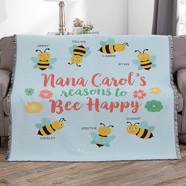 bee happy personalized blanket