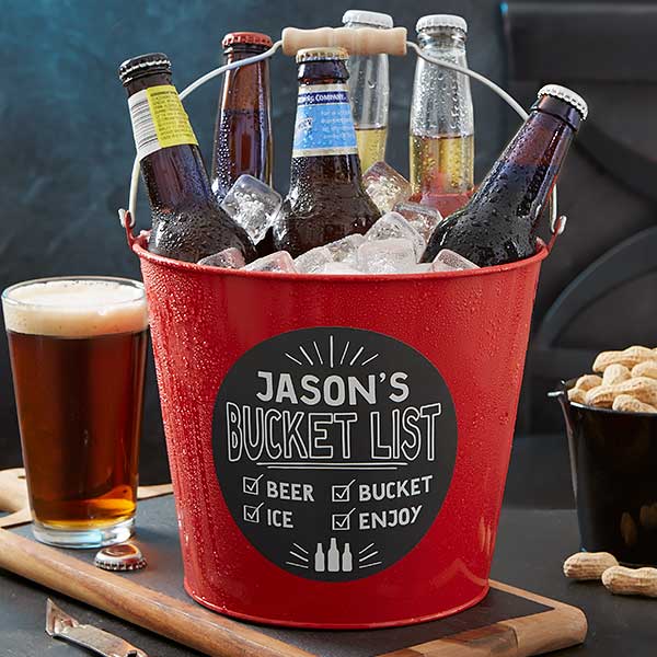 bucket list personalized metal beer bucket