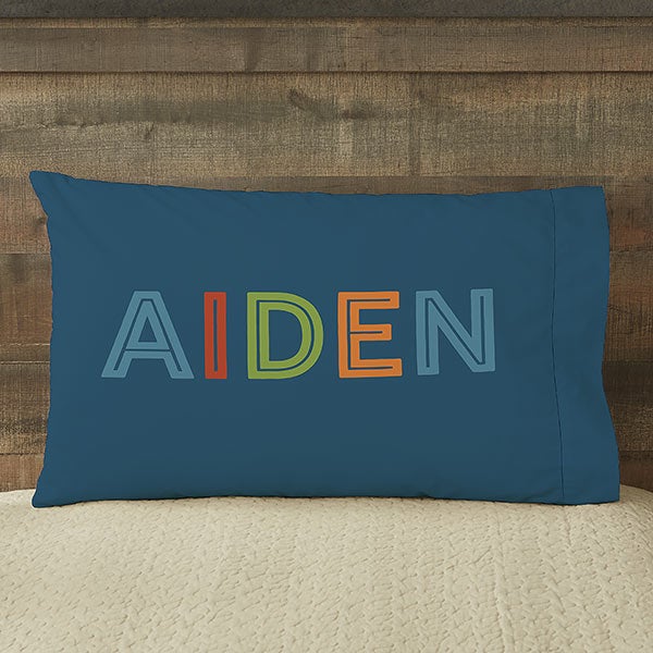 boy's colorful name personalized pillowcase