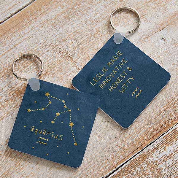 aquarius zodiac personalized keychain
