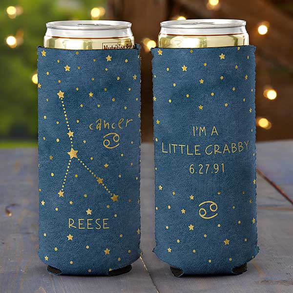 cancer zodiac personalized slim can cooler