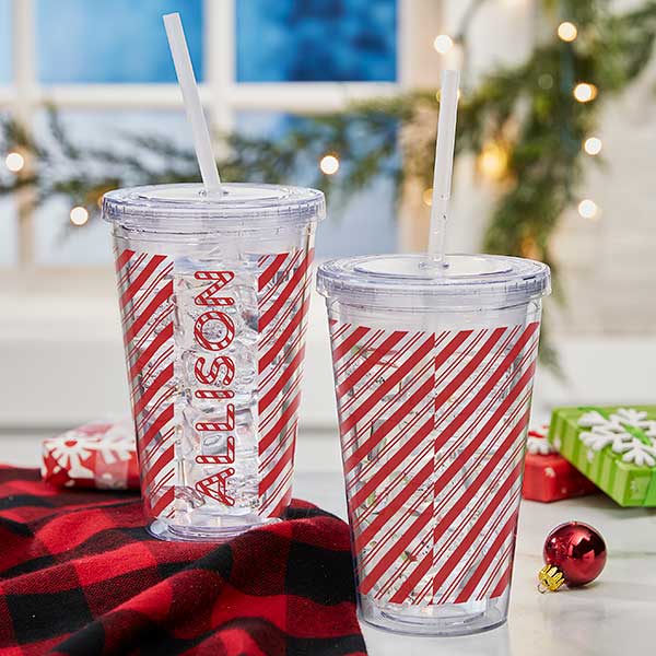 candy cane lane personalized 17 oz. insulated acrylic tumbler