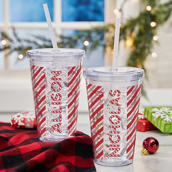 candy cane lane personalized 17 oz. insulated acrylic tumbler