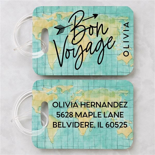bon voyage personalized luggage tag 2 pc set