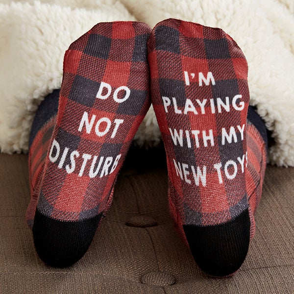 buffalo plaid personalized kids christmas socks
