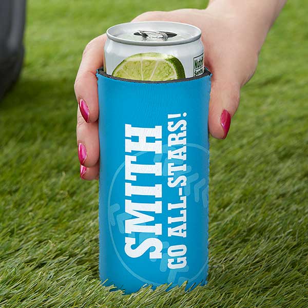 baseball personalized slim can cooler
