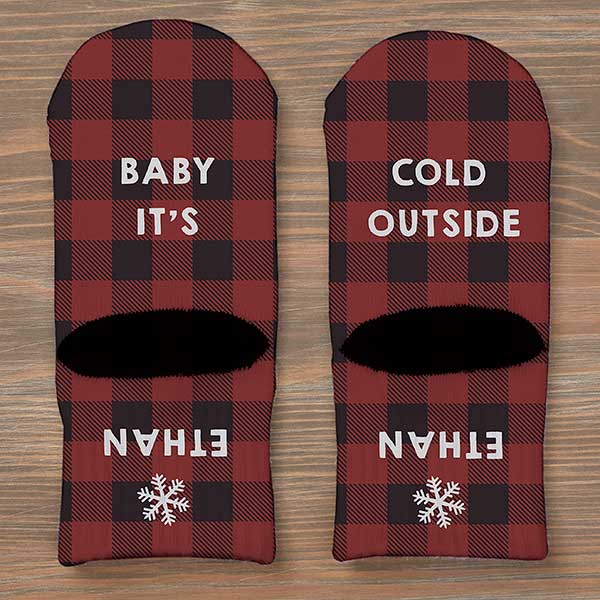 buffalo plaid personalized toddler christmas socks