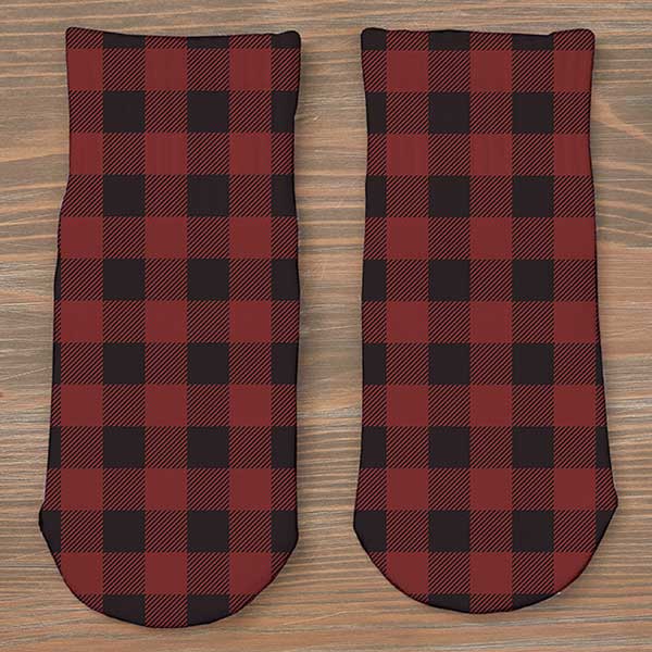 buffalo plaid personalized toddler christmas socks