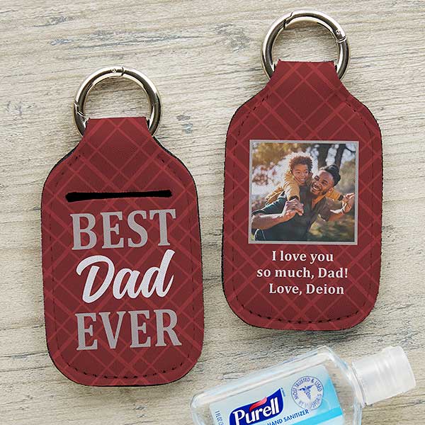 best dad ever personalized hand sanitizer holder keychain