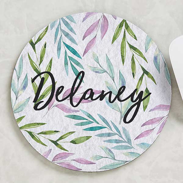 botanical palms personalized round mouse pad