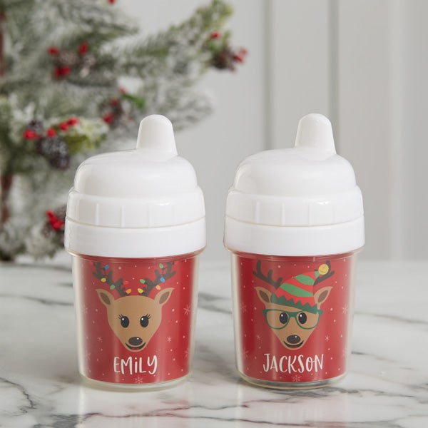 build your own reindeer personalized 5 oz. christmas sippy cup