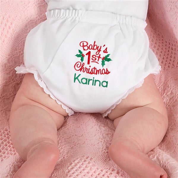 baby's 1st christmas embroidered diaper cover