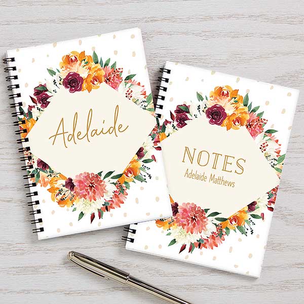 blush colorful floral personalized mini journals - set of 2