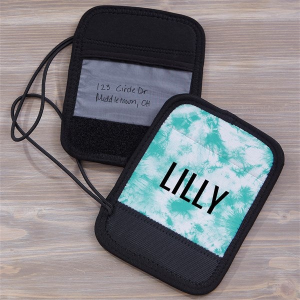 bold tie dye personalized luggage handle wrap
