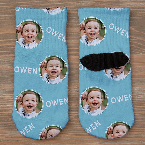boy's personalized toddler photo socks