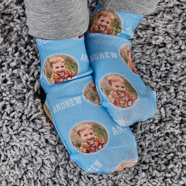 boy's personalized toddler photo socks