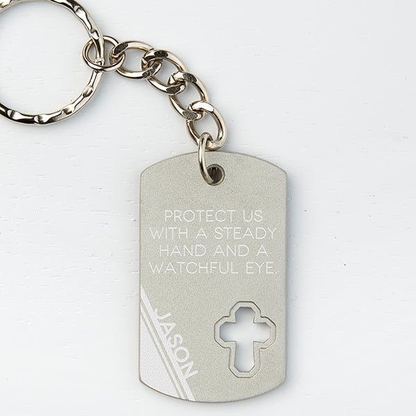 bless this driver personalized cross keychain