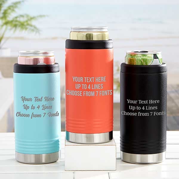 any message personalized stainless insulated slim can holder