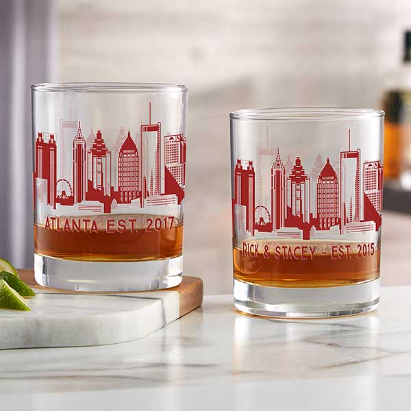 atlanta 14oz. personalized printed whiskey glass