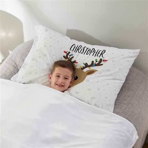 build your own boy reindeer personalized pillowcase