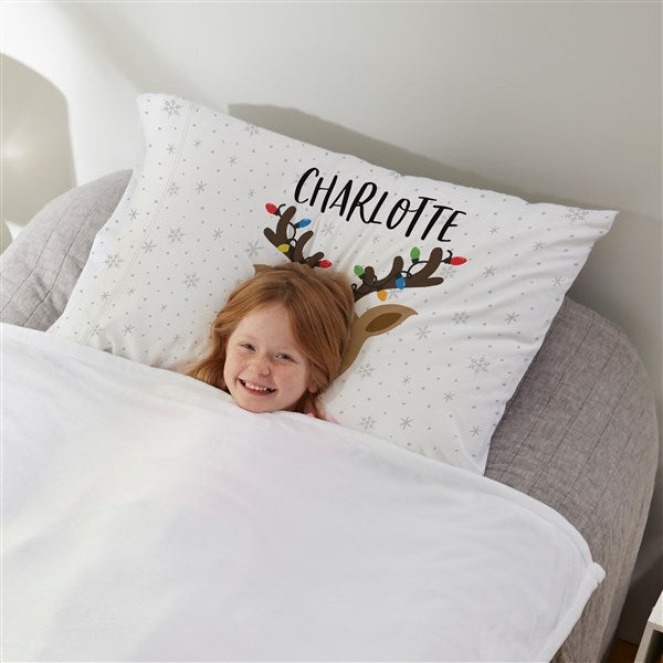 build your own girl reindeer personalized pillowcase