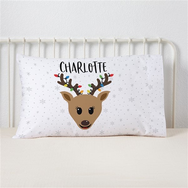 build your own girl reindeer personalized pillowcase