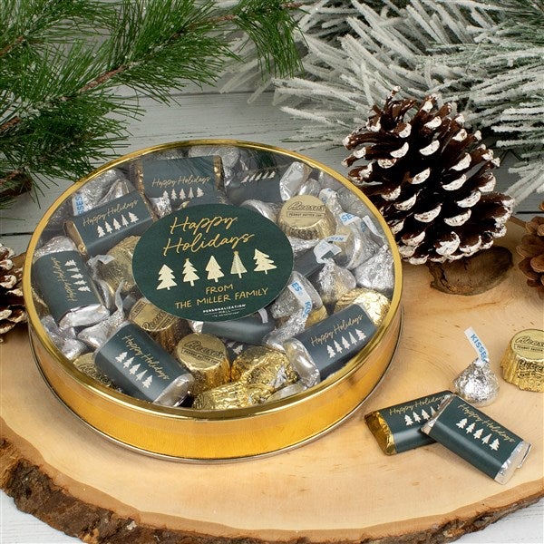 aspen christmas personalized tin with hershey's & reese's mix