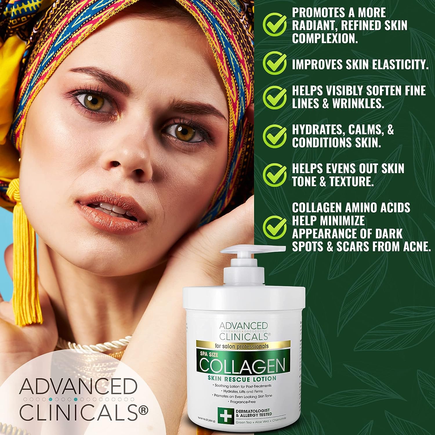 Advanced Clinicals Collagen Cream Moisturizer Body Lotion &amp; Face Cream | Dry Skin Rescue Collagen Lotion | Skin Tightening Cream | Skin Firming + Tightening Lotion | Body Skin Care Products, 2-Pack