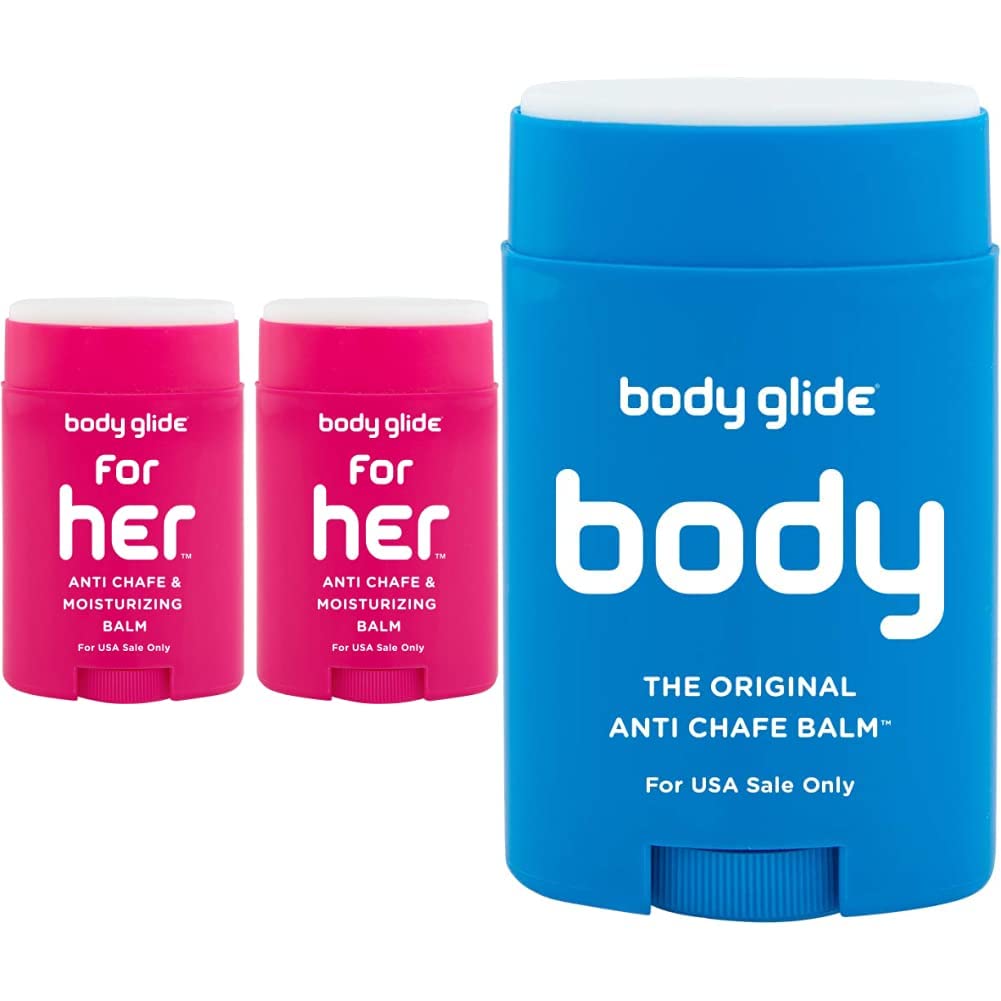 BodyGlide For Her Anti Chafe Balm: anti chafing stick. Prevent rubbing leading to chafing, raw skin, and irritation: 1.5oz-2pack &amp; Body Glide Original Anti-Chafe Balm