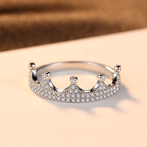 beautiful cz crown 925 sterling silver ring women